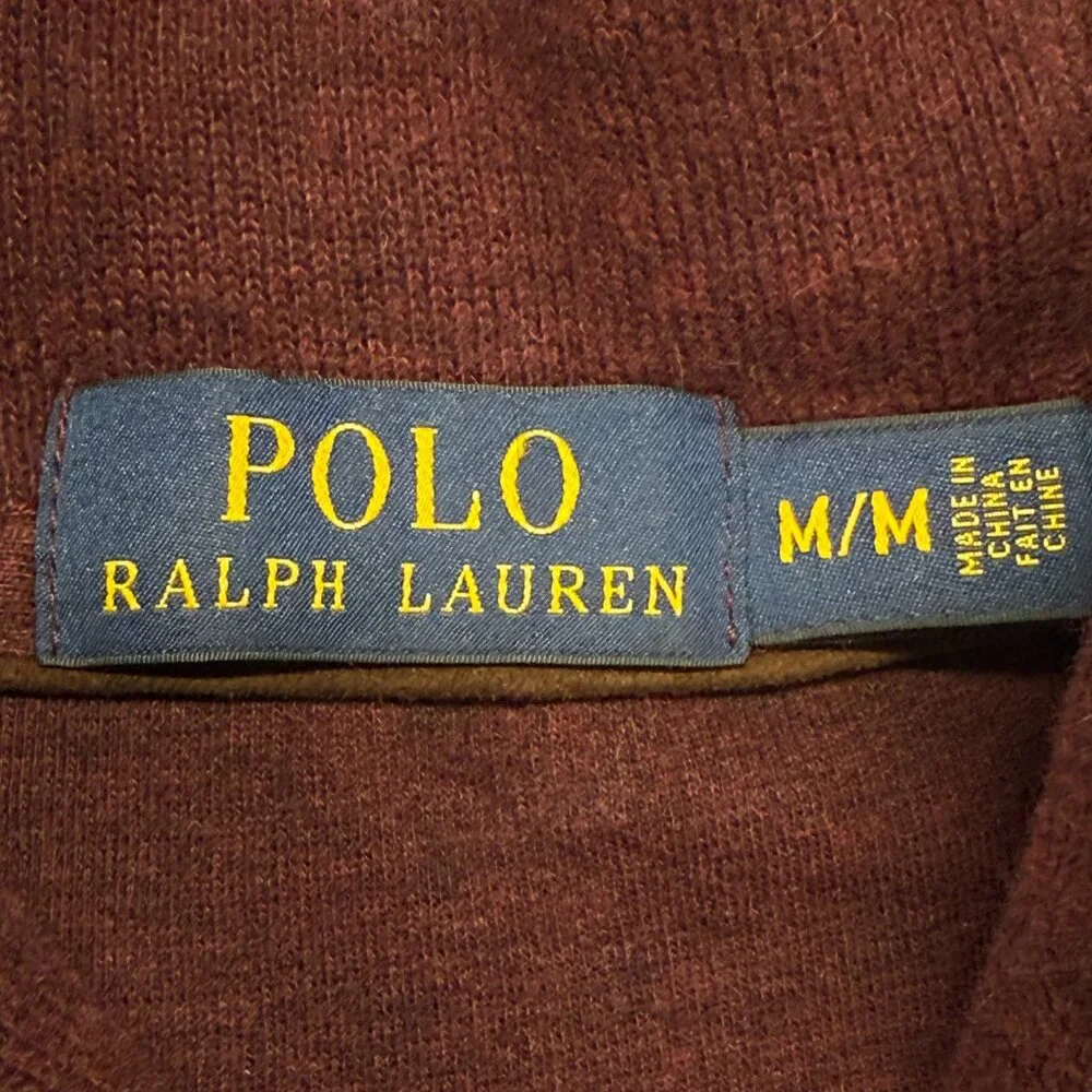 Polo Ralph Lauren Shawl Collar Sweater Mens Medium Red Pullover Cotton‎